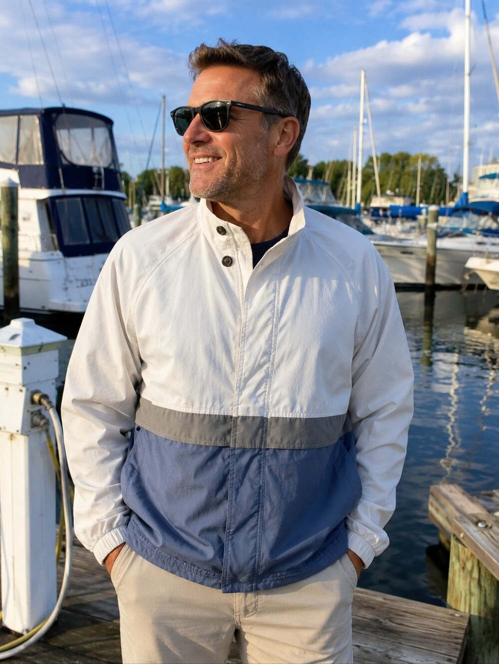 Members only Mens Medium Jacket BEIGE/BLUE